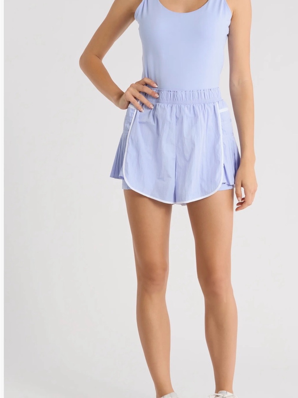 Yogalicious Light Blue Athletic Shorts with White Piping